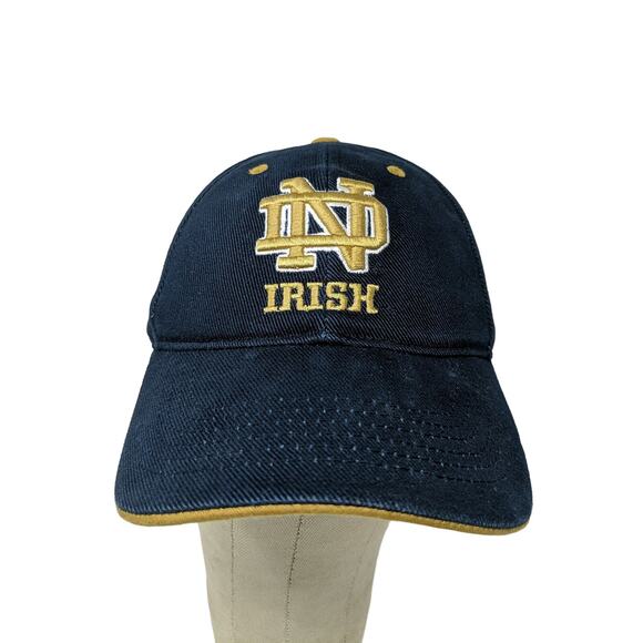 VTG Notre Dame Irish Hat Cap OSFA Strapback Embroidered Logo Blue & Gold - Picture 1 of 12